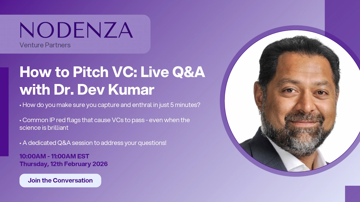 Nodenza - Webinar - How to Pitch VC: Live Q&A with Dr Dev Kumar